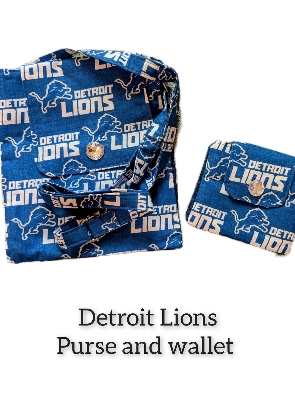 Detroit Lions Blue Logo Crossbody Purse and Wallet